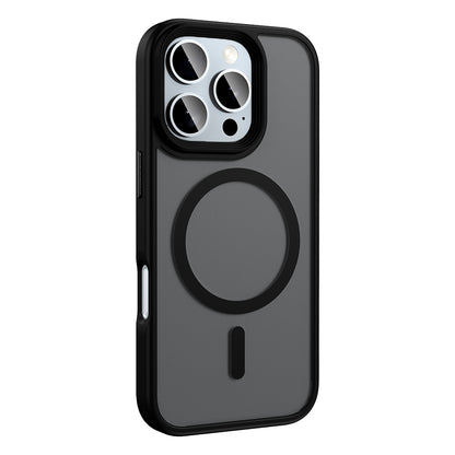 Apple iPhone 16 Pro Kılıf Mat Arka Yüzey Wireless Şarj Özellikli Zore Flet Magsafe Kapak Gümüş