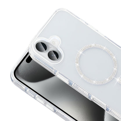 Apple iPhone 16 Pro Kılıf Taşlı Tasarım M-safe Şarj Özellikli Zore Koment Silikon Kapak Gold
