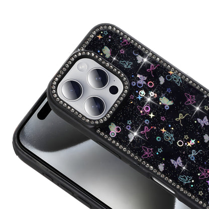 Apple iPhone 16 Pro Kılıf Taşlı ve Simli Tasarım Zore Azra Kapak Siyah