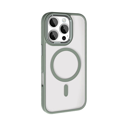 Apple iPhone 16 Pro Kılıf Wireless Şarj Özellikli Zore Krom Magsafe Silikon Kapak Rose Brown
