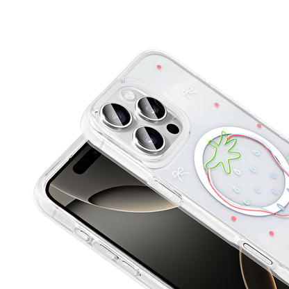 Apple iPhone 16 Pro Max Kılıf M-Safe Şarj Özellikli Şeffaf Zore Folk Sert Kapak Kalp