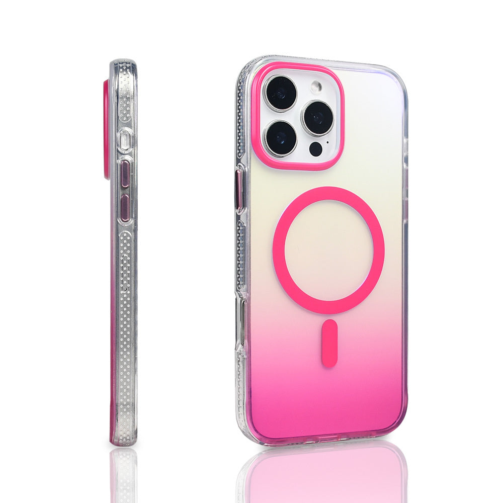 Apple iPhone 16 Pro Max Kılıf M-safe Şarj Özellikli Transparan Renk Geçişli Zore Toros Kapak Gri