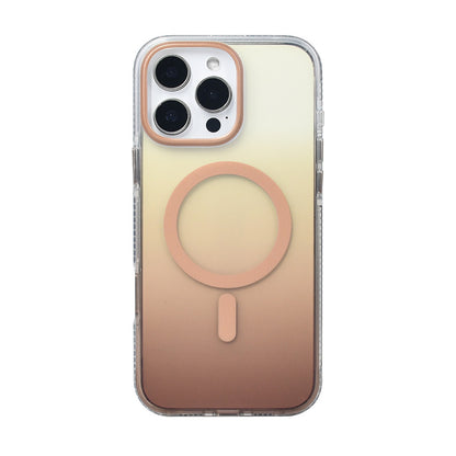 Apple iPhone 16 Pro Max Kılıf M-safe Şarj Özellikli Transparan Renk Geçişli Zore Toros Kapak Rose Pembe