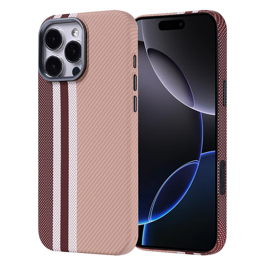 Apple iPhone 16 Pro Max Kılıf Magsafe Şarj Özellikli Karbon Fiber Görünümlü Zore Nekst Kapak Gold
