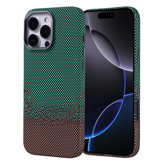 Apple iPhone 16 Pro Max Kılıf Magsafe Şarj Özellikli Karbon Fiber Görünümlü Zore Nekst Kapak Yeşil