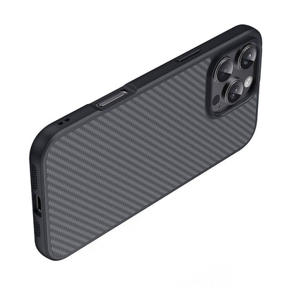Apple iPhone 16 Pro Max Kılıf Magsafe Şarj Özellikli Karbon Fiber Tasarımlı Zore Elnino Kapak Siyah