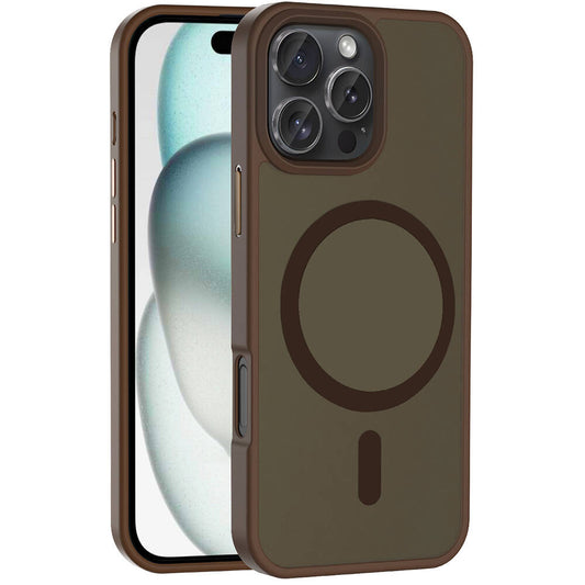 Apple iPhone 16 Pro Max Kılıf Magsafe Şarj Özellikli Mat Arka Yüzey Zore Sio Kapak Rose Brown