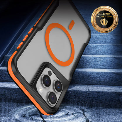Apple iPhone 16 Pro Max Kılıf Magsafe Şarj Özellikli Renkli Kenar Airbag Şeritli Zore Lamer Kapak Turuncu