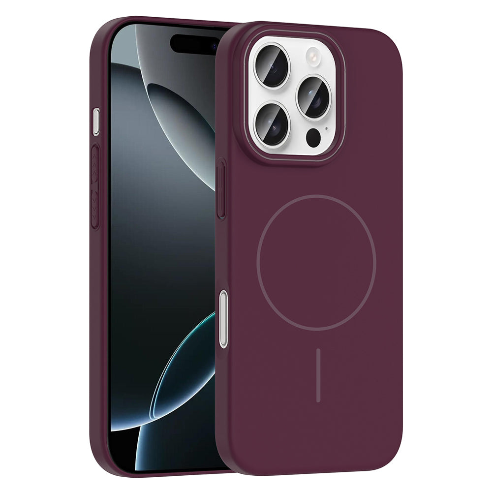 Apple iPhone 16 Pro Max Kılıf Magsafe Şarj Özellikli Zore Ruby Sert Kapak Mürdüm