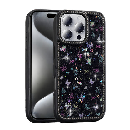 Apple iPhone 16 Pro Max Kılıf Taşlı ve Simli Tasarım Zore Azra Kapak Pembe