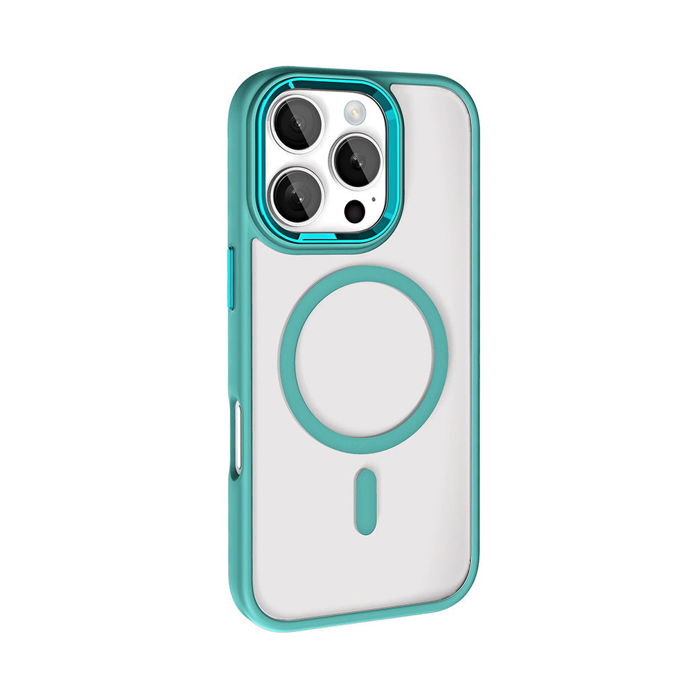 Apple iPhone 16 Pro Max Kılıf Wireless Şarj Özellikli Zore Krom Magsafe Silikon Kapak Pembe