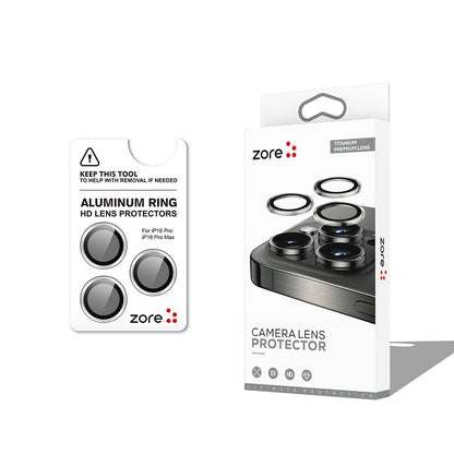 Apple iPhone 16 Pro Max Zore CL-12 Premium Safir Parmak İzi Bırakmayan Anti-Reflective Kamera Lens Koruyucu Titanyum-Gri