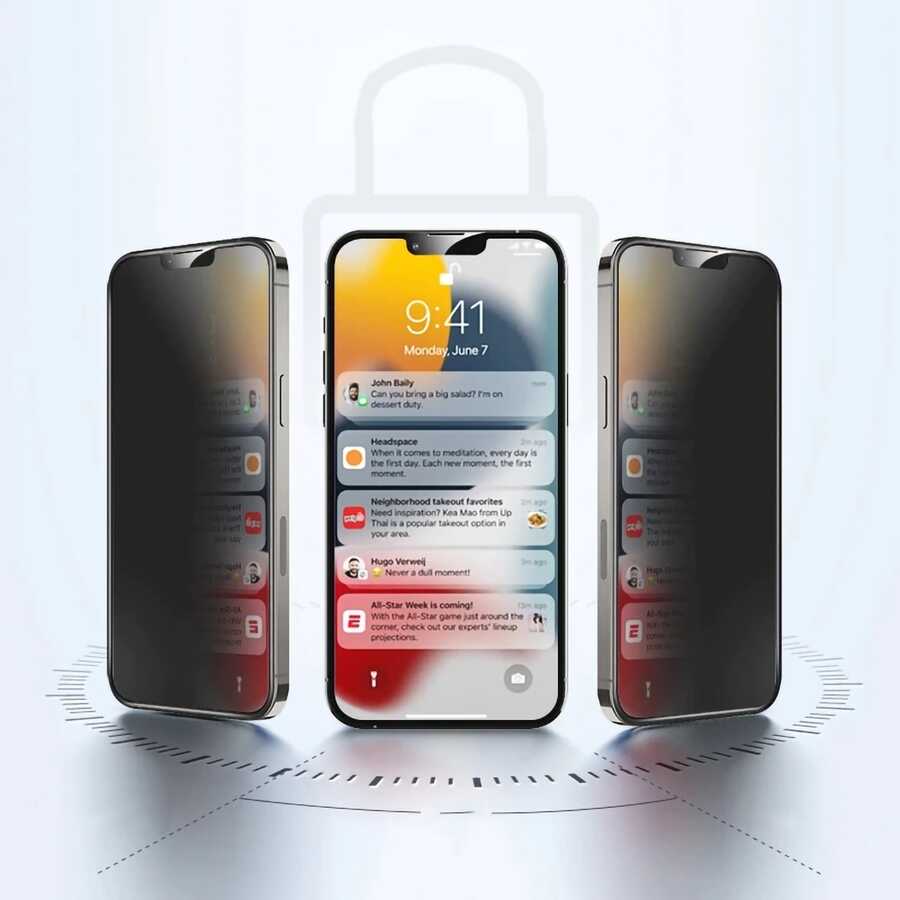 Apple iPhone 16E Davin 5D Privacy Cam Ekran Koruyucu Siyah