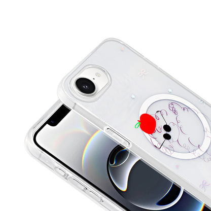 Apple iPhone 16E Kılıf M-Safe Şarj Özellikli Şeffaf Zore Folk Sert Kapak Kalp