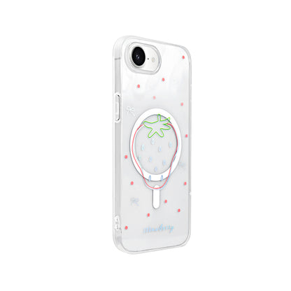 Apple iPhone 16E Kılıf M-Safe Şarj Özellikli Şeffaf Zore Folk Sert Kapak Kalp