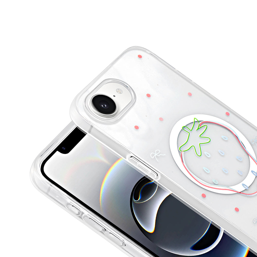 Apple iPhone 16E Kılıf M-Safe Şarj Özellikli Şeffaf Zore Folk Sert Kapak Kalp