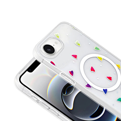 Apple iPhone 16E Kılıf M-Safe Şarj Özellikli Şeffaf Zore Folk Sert Kapak Fiyonk