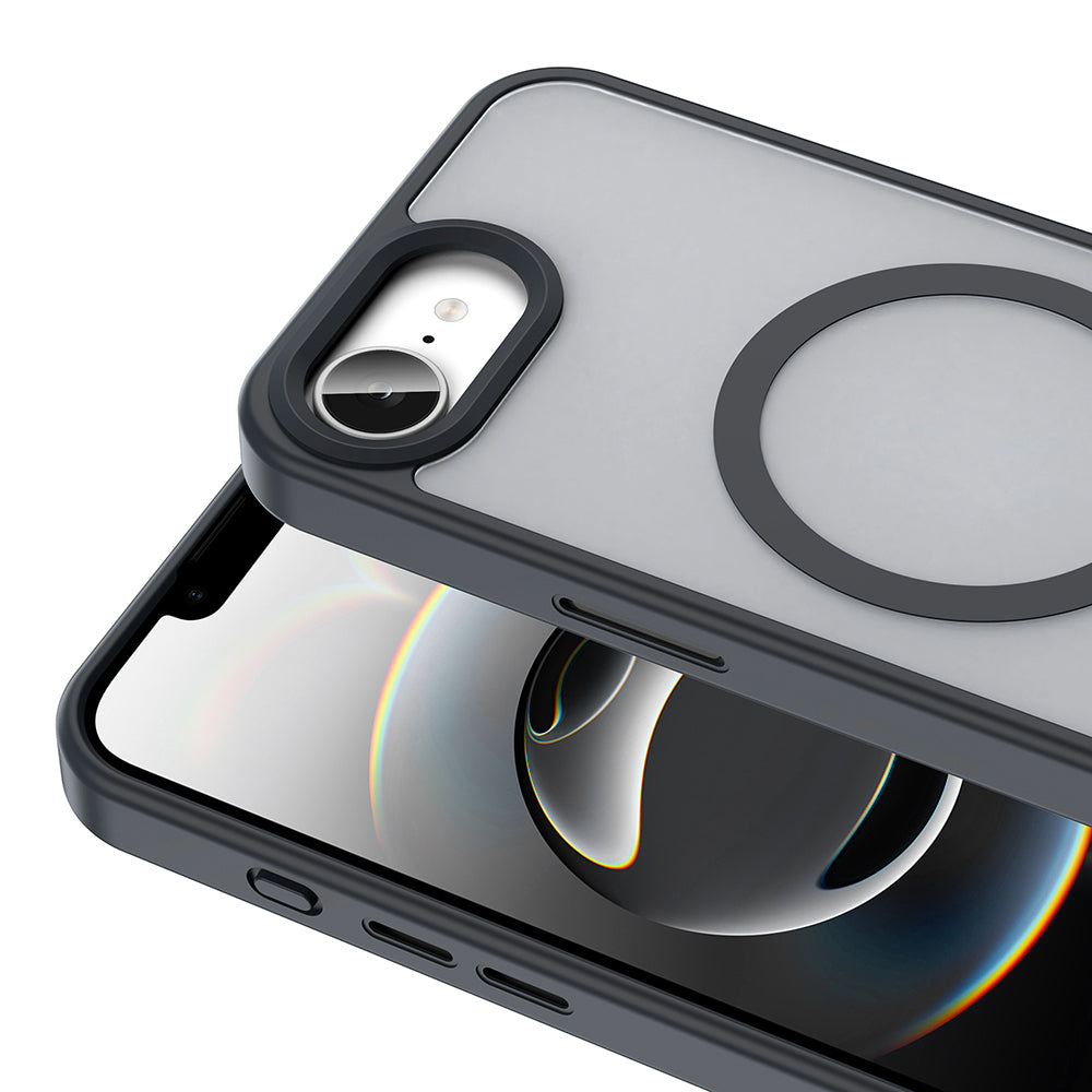 Apple iPhone 16E Kılıf Magsafe Şarj Özellikli Mat Arka Yüzey Zore Sio Kapak Siyah