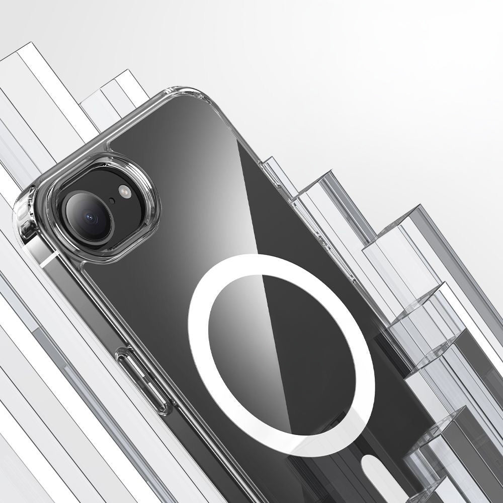Apple iPhone 16E Kılıf Magsafe Şarj Özellikli Şeffaf Sert PC Zore Embos Kapak Şeffaf
