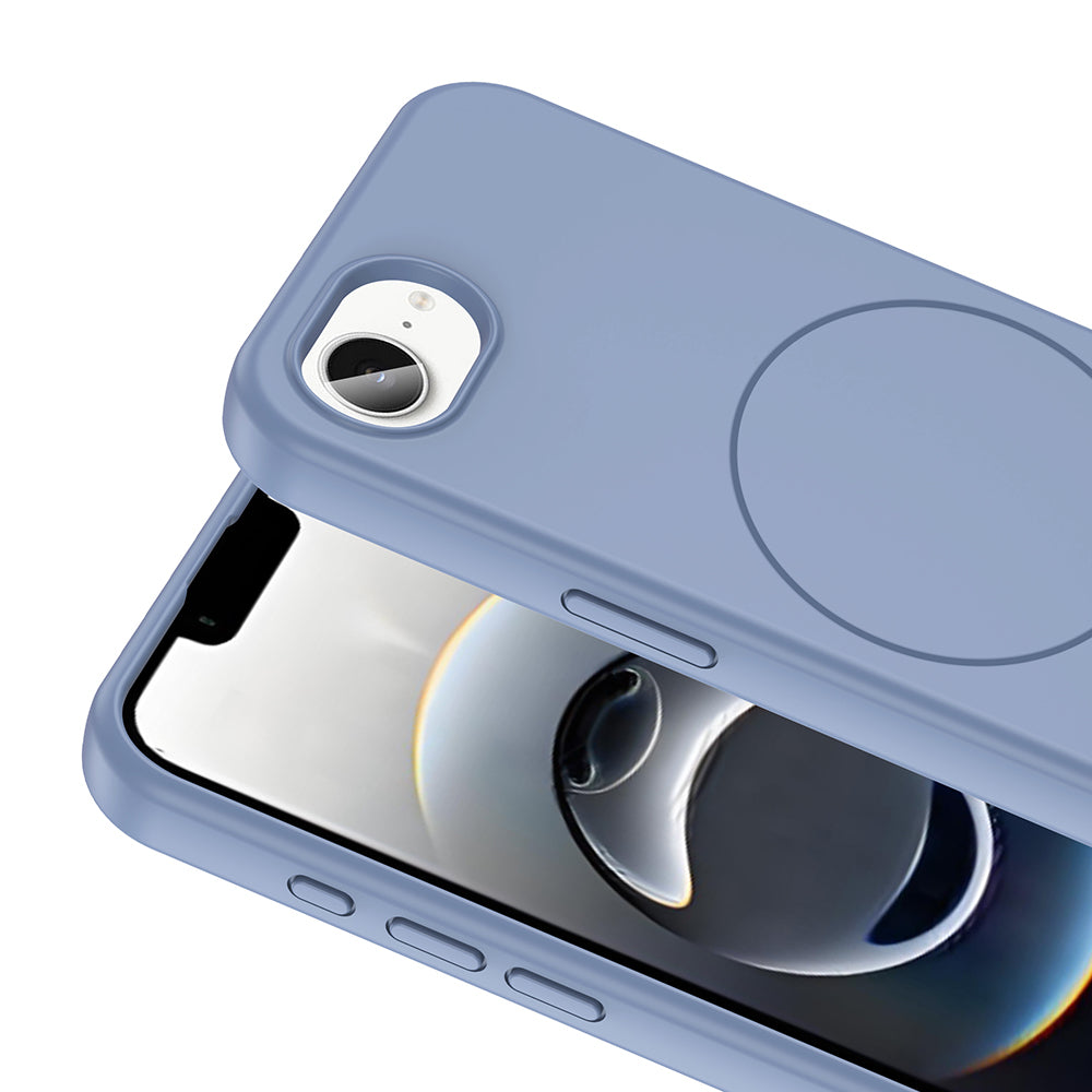 Apple iPhone 16E Kılıf Magsafe Şarj Özellikli Sıvı Teknolojili Silinebilir Sert Zore Kivi Kapak Titanyum-Gri