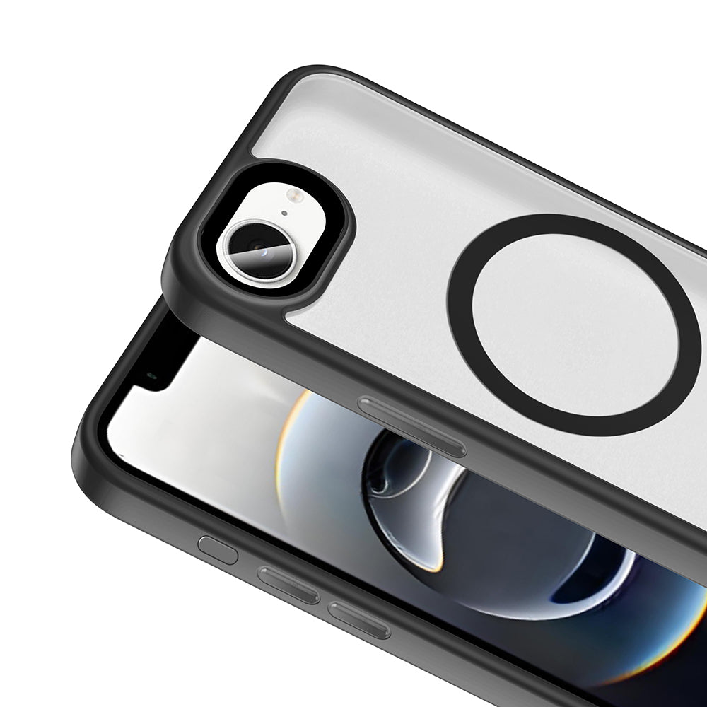 Apple iPhone 16E Kılıf Mat Arka Yüzey Wireless Şarj Özellikli Zore Flet Magsafe Kapak Titanyum-Gri
