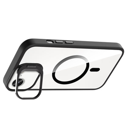 Apple iPhone 16E Kılıf Standlı ve Kamera Lens Hediyeli M-Safe Şarj Özellikli Zore Etro Kapak Lacivert