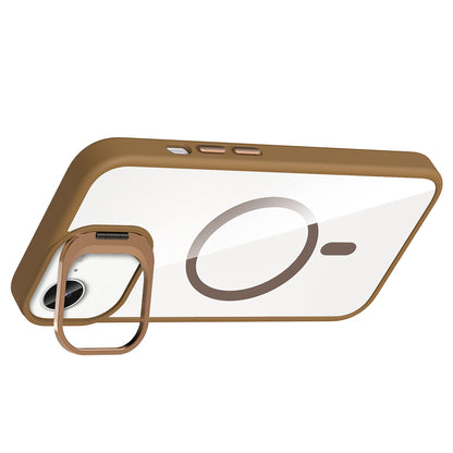 Apple iPhone 16E Kılıf Standlı ve Kamera Lens Hediyeli M-Safe Şarj Özellikli Zore Etro Kapak Lacivert
