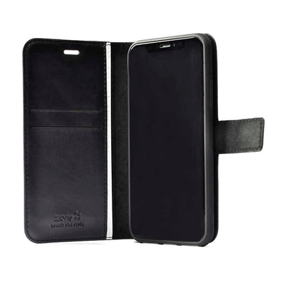 Apple iPhone 16E Kılıf Zore Kar Deluxe Kapaklı Kılıf Siyah
