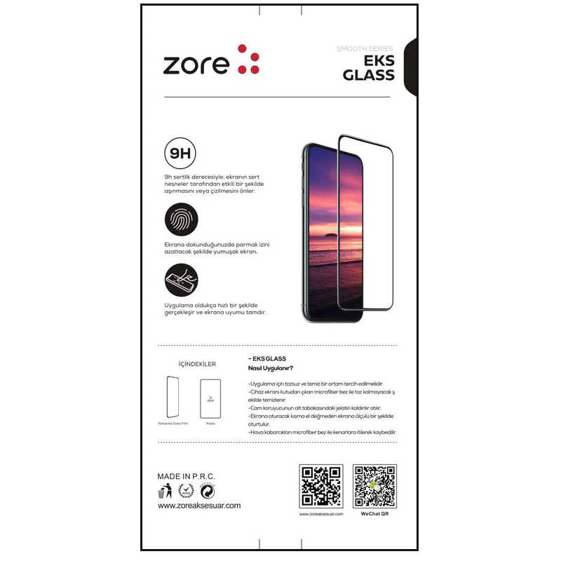 Apple iPhone 16E Zore EKS Cam Ekran Koruyucu Siyah