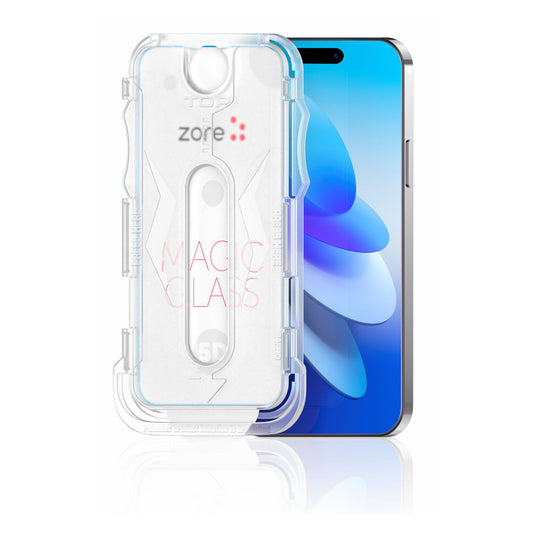 Apple iPhone 16E Zore Kolay Uygulama Aparatlı 5D Magic Glass Cam Ekran Koruyucu Siyah