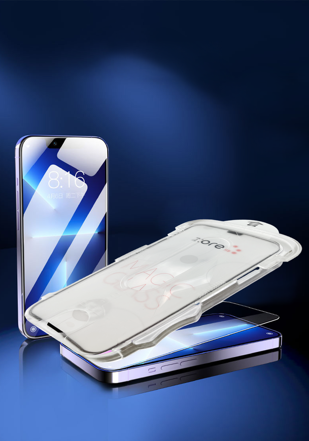 Apple iPhone 16E Zore Kolay Uygulama Aparatlı 5D Magic Glass Cam Ekran Koruyucu Siyah