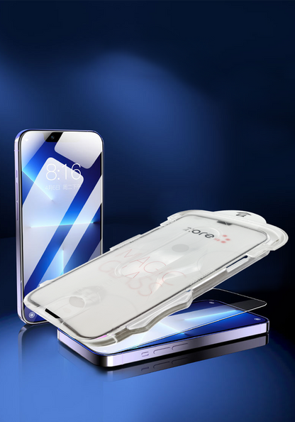 Apple iPhone 16E Zore Kolay Uygulama Aparatlı 5D Magic Glass Cam Ekran Koruyucu Siyah