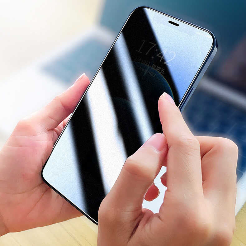Apple iPhone 16E Zore Rika Premium Privacy Temperli Cam Ekran Koruyucu Siyah