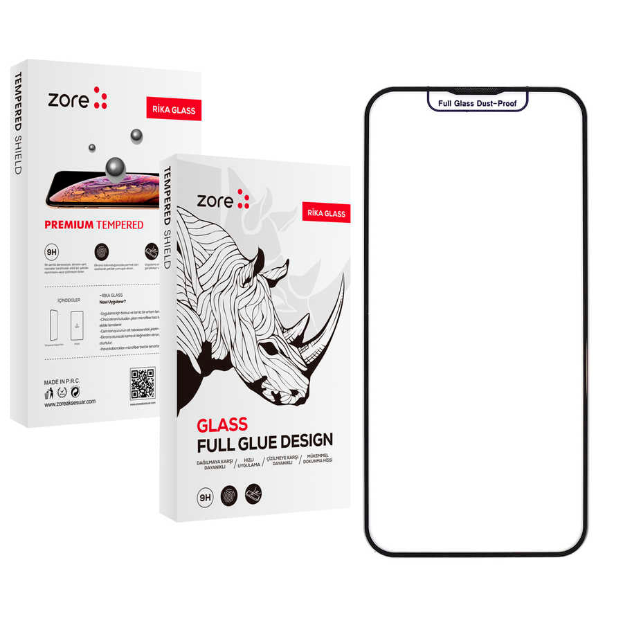 Apple iPhone 16E Zore Rika Premium Temperli Cam Ekran Koruyucu Siyah