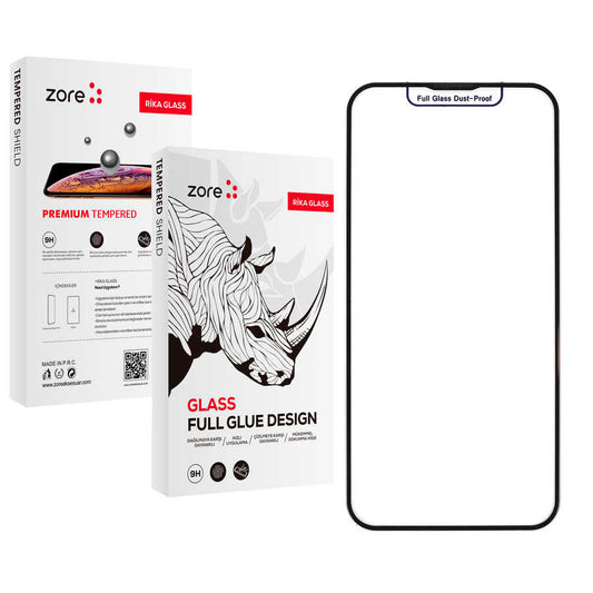 Apple iPhone 16E Zore Rika Premium Temperli Cam Ekran Koruyucu Siyah