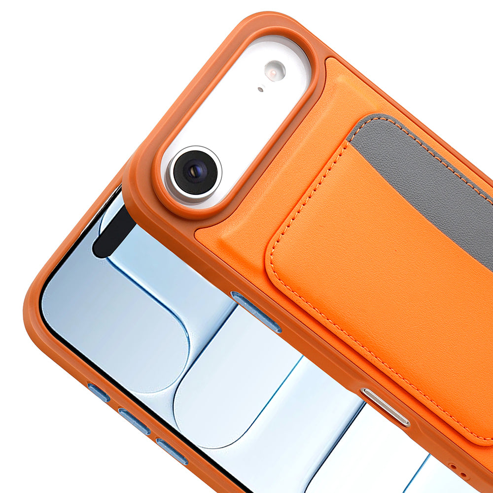 Apple iPhone 17 Air Kılıf Kartlıklı Zore X-Kart Silikon Kapak Turuncu