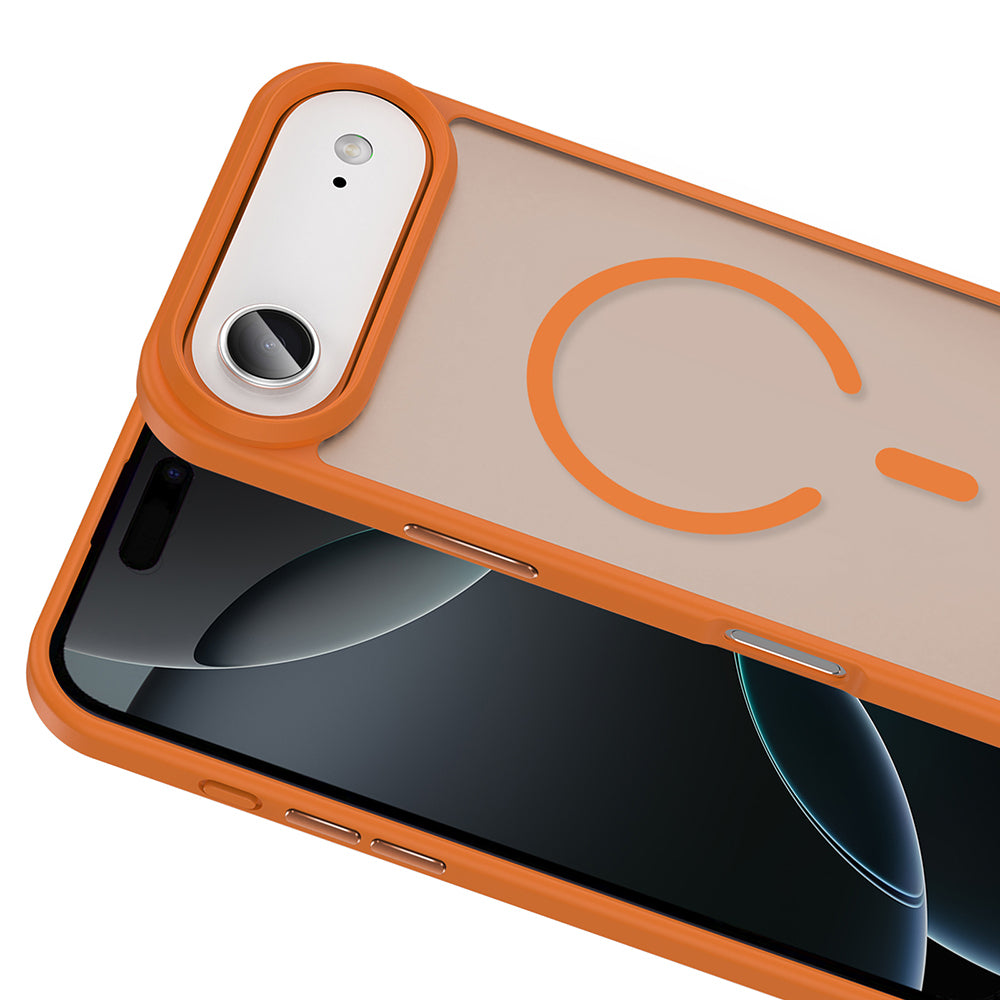 Apple iPhone 17 Air Kılıf M-safe Şarj Özellikli Mat Arka Yüzey Zore Sio Kapak Turuncu