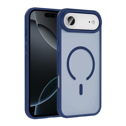 Apple iPhone 17 Air Kılıf M-safe Şarj Özellikli Mat Arka Yüzey Zore Sio Kapak Lacivert