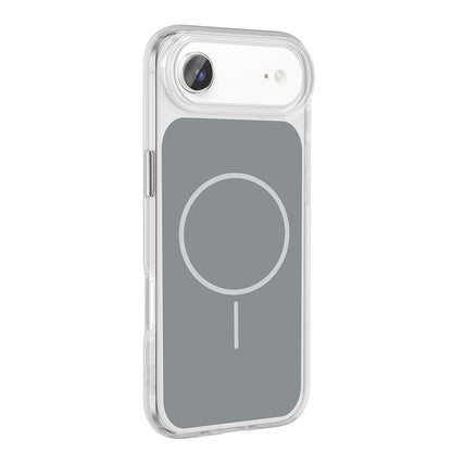 Apple iPhone 17 Air Kılıf M-Safe Şarj Özellikli Metal Buton Tasarımlı Zore İkonik Sert Silikon Kapak Turuncu