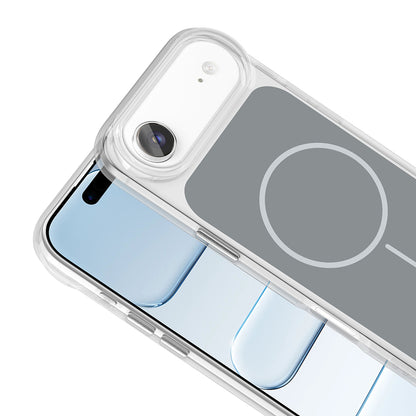 Apple iPhone 17 Air Kılıf M-Safe Şarj Özellikli Metal Buton Tasarımlı Zore İkonik Sert Silikon Kapak Turuncu