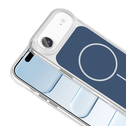 Apple iPhone 17 Air Kılıf M-Safe Şarj Özellikli Metal Buton Tasarımlı Zore İkonik Sert Silikon Kapak Beyaz