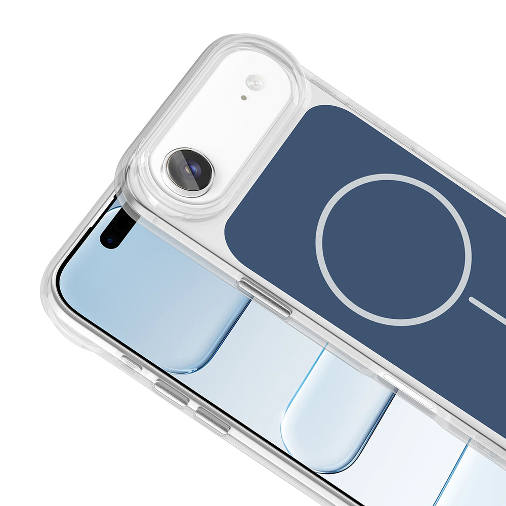 Apple iPhone 17 Air Kılıf M-Safe Şarj Özellikli Metal Buton Tasarımlı Zore İkonik Sert Silikon Kapak Turuncu