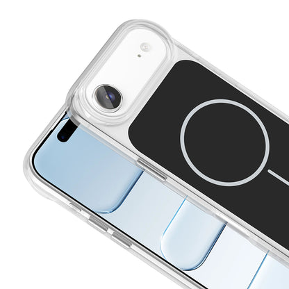 Apple iPhone 17 Air Kılıf M-Safe Şarj Özellikli Metal Buton Tasarımlı Zore İkonik Sert Silikon Kapak Siyah