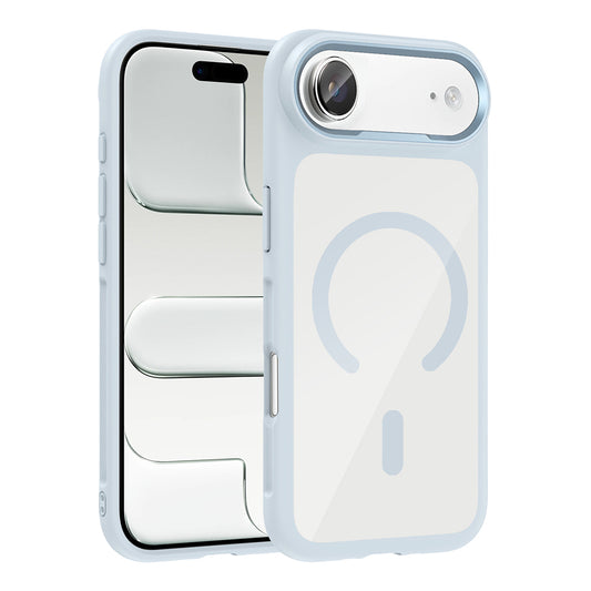 Apple iPhone 17 Air Kılıf M-Safe Şarj Özellikli Metal Kamera Çerçeveli Zore Tiko Kapak Mavi