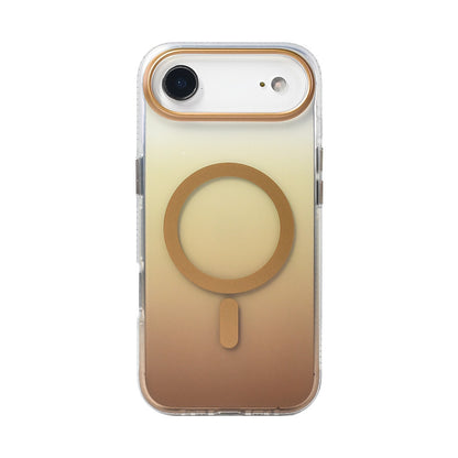 Apple iPhone 17 Air Kılıf M-safe Şarj Özellikli Transparan Renk Geçişli Zore Toros Kapak Gold