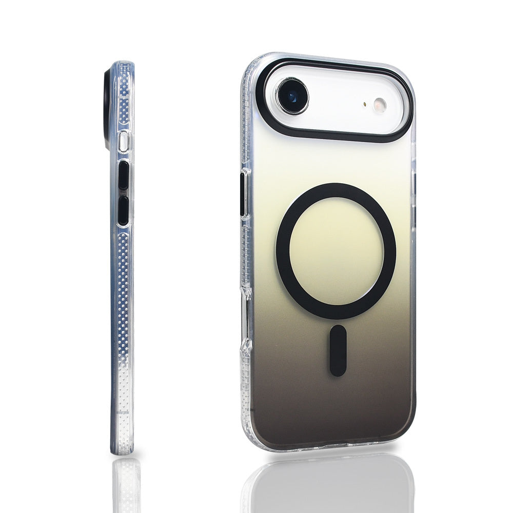 Apple iPhone 17 Air Kılıf M-safe Şarj Özellikli Transparan Renk Geçişli Zore Toros Kapak Gold