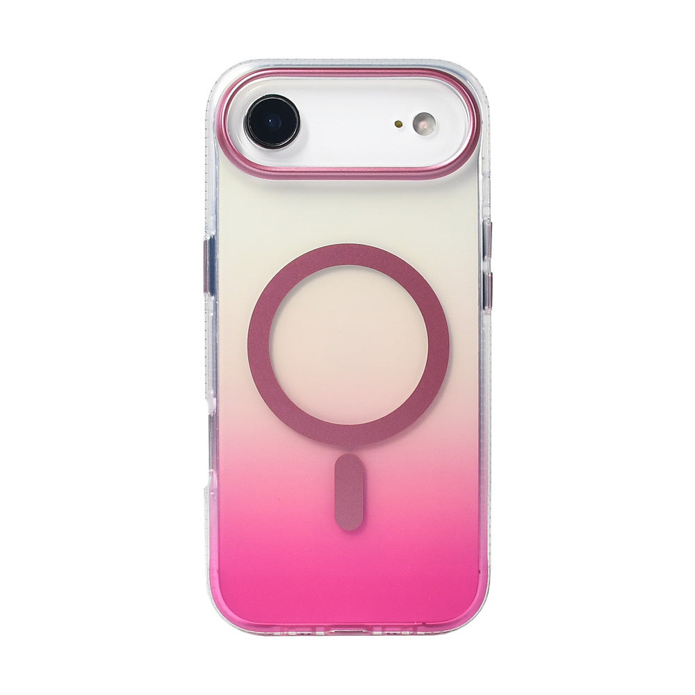 Apple iPhone 17 Air Kılıf M-safe Şarj Özellikli Transparan Renk Geçişli Zore Toros Kapak Gri
