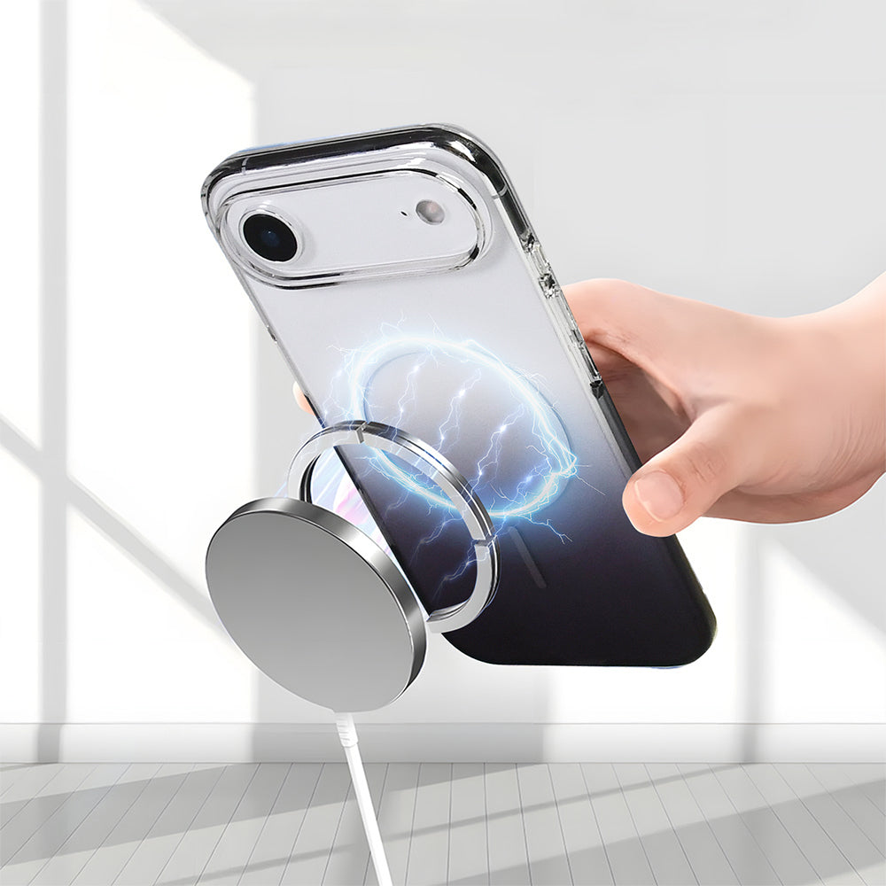 Apple iPhone 17 Air Kılıf M-Safe Şarj Özellikli Zore Septik Silikon Kapak Pembe