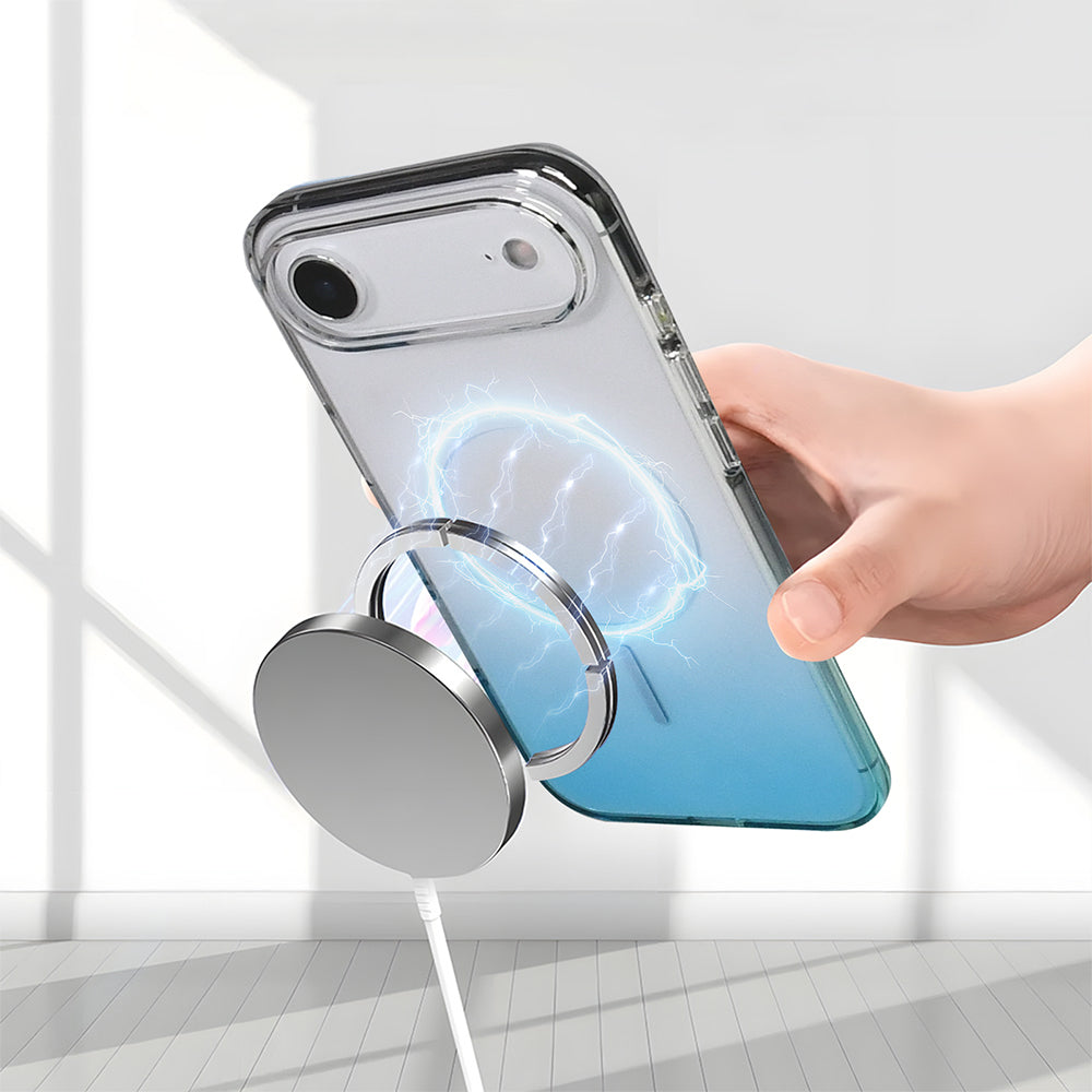 Apple iPhone 17 Air Kılıf M-Safe Şarj Özellikli Zore Septik Silikon Kapak Turkuaz