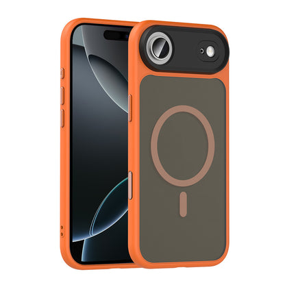 Apple iPhone 17 Air Kılıf Mat Arka Yüzey Wireless Şarj Özellikli Zore Flet M-safe Kapak Turuncu
